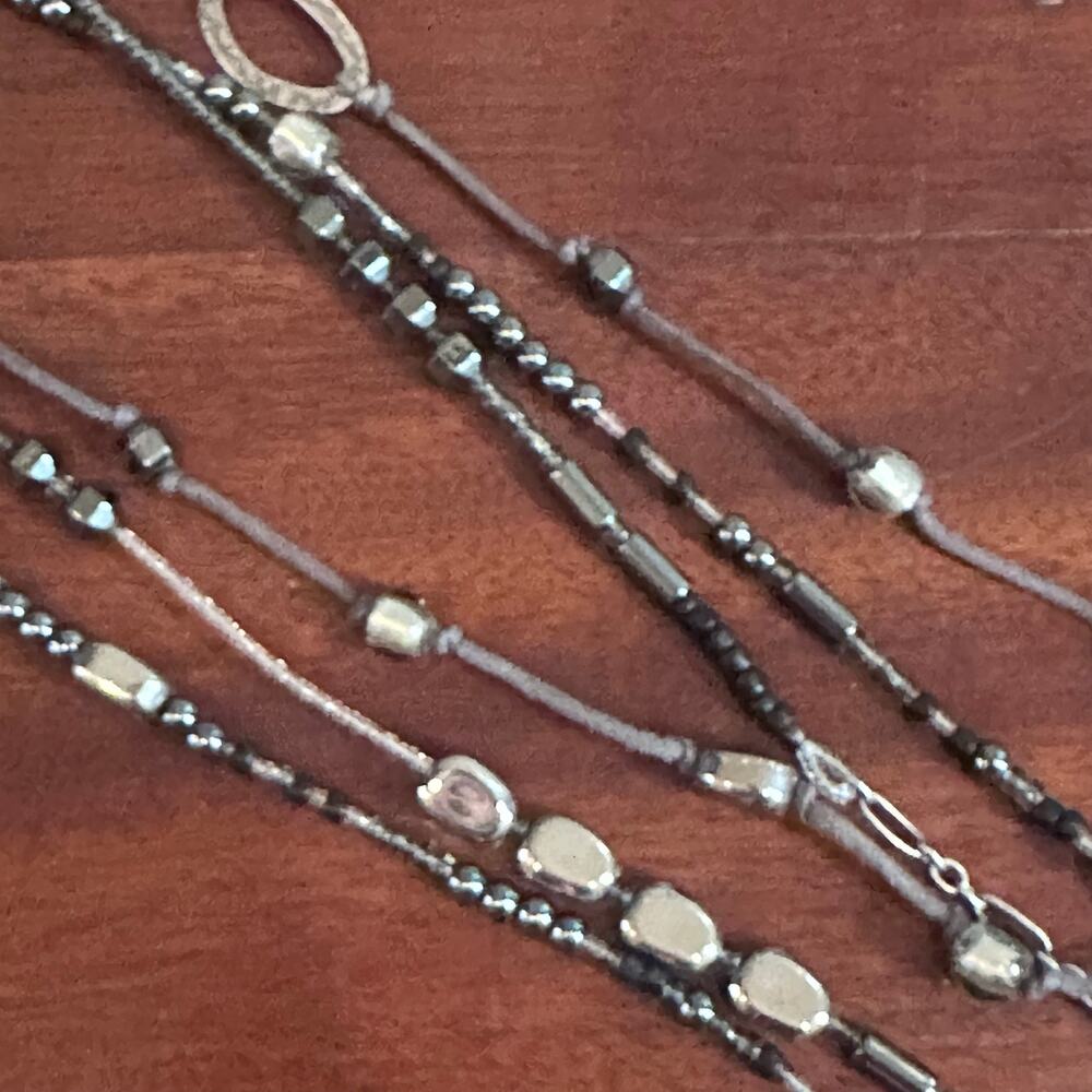 Silpada Sterling Silver Hematite DEW DROPS Necklace N2097 Beaded Layered Long